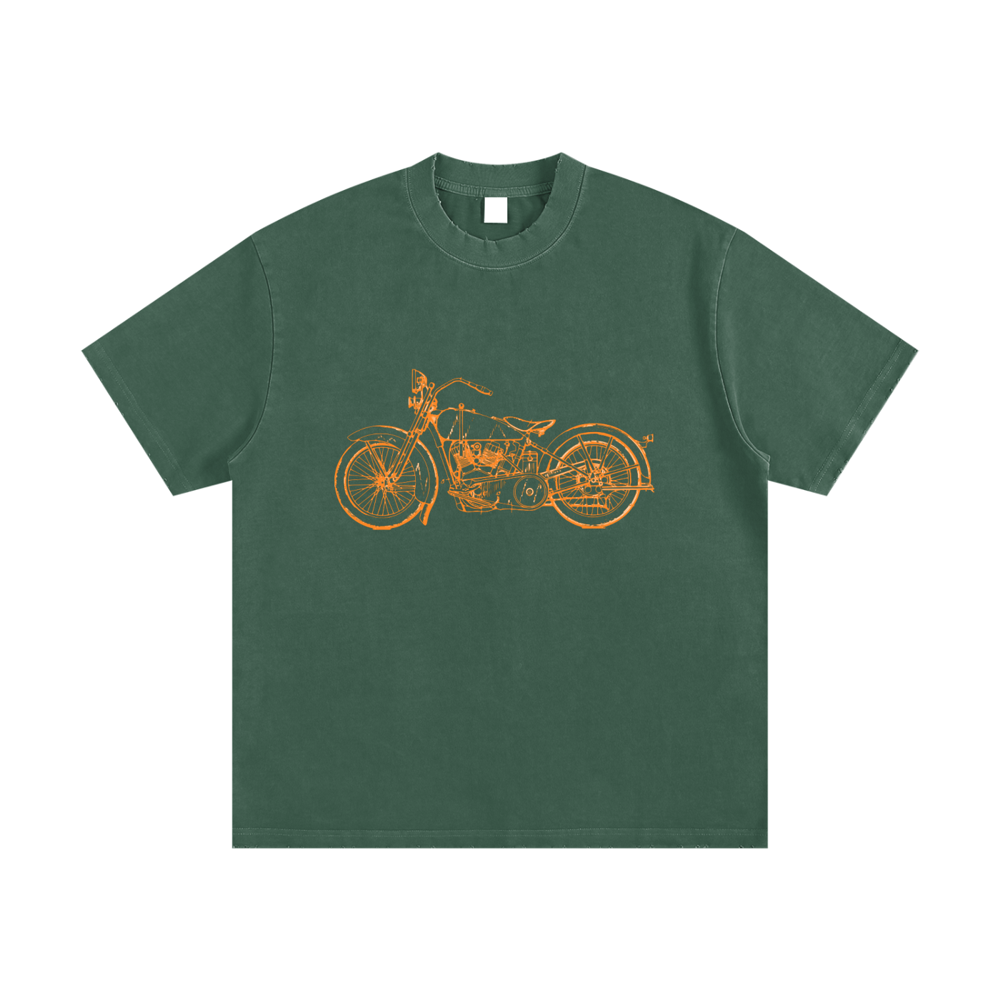 🏍️ Vintage Moto Line-Art Tee – Heavyweight Vintage Washed Frayed T-Shirt