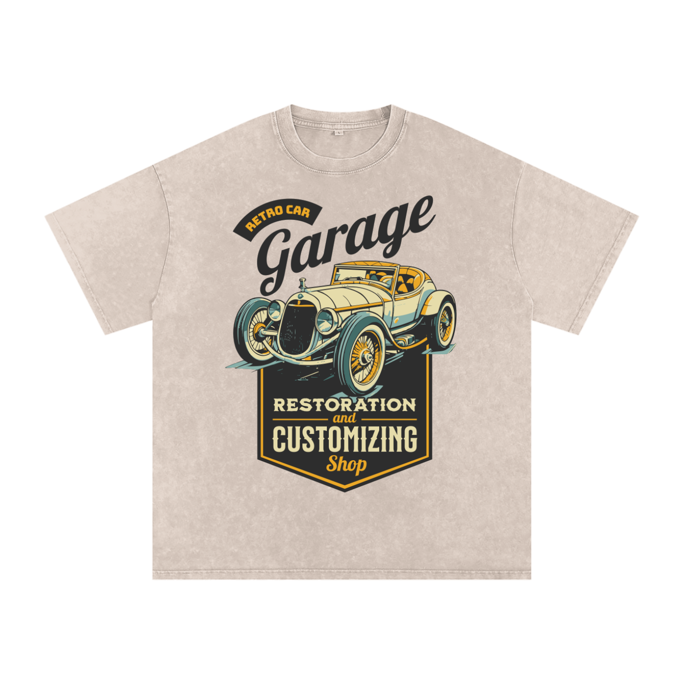 🚗 CLASSIC GARAGE  Washed Oversized Cotton T-Shirt