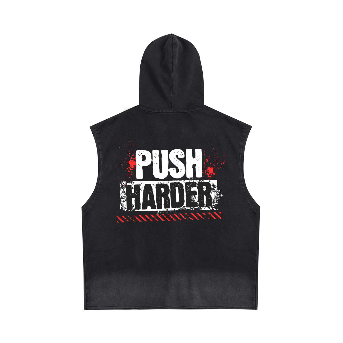 💪  HARDER Vintage Washed Zip-Up Hooded Tank Top