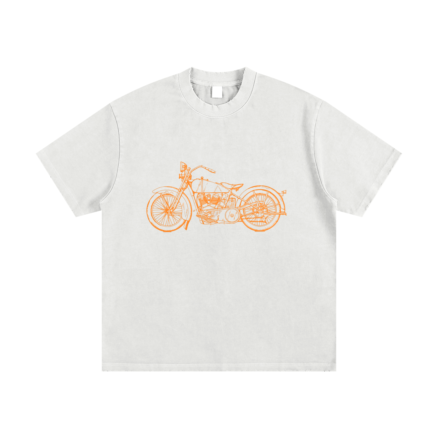 🏍️ Vintage Moto Line-Art Tee – Heavyweight Vintage Washed Frayed T-Shirt