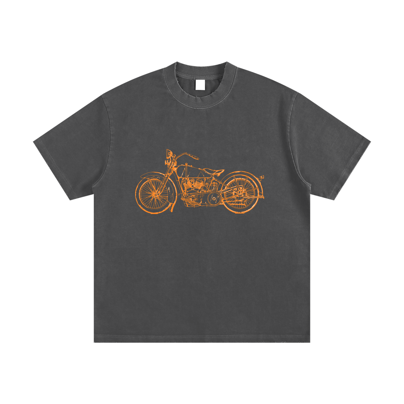 🏍️ Vintage Moto Line-Art Tee – Heavyweight Vintage Washed Frayed T-Shirt