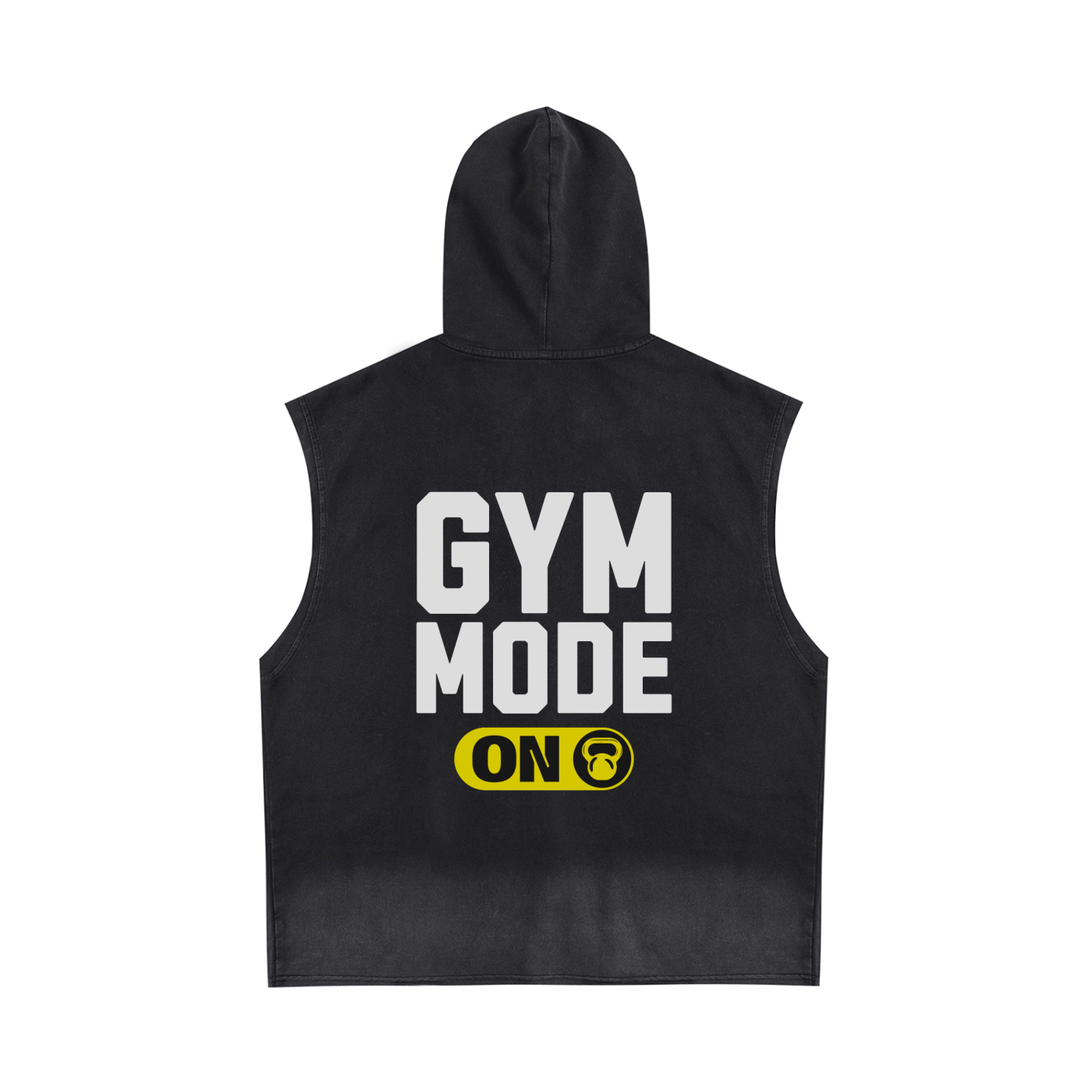 💪 GYM MODE ON Sleeveless Hoodie Vintage Washed Zip-Up Hooded Tank Top