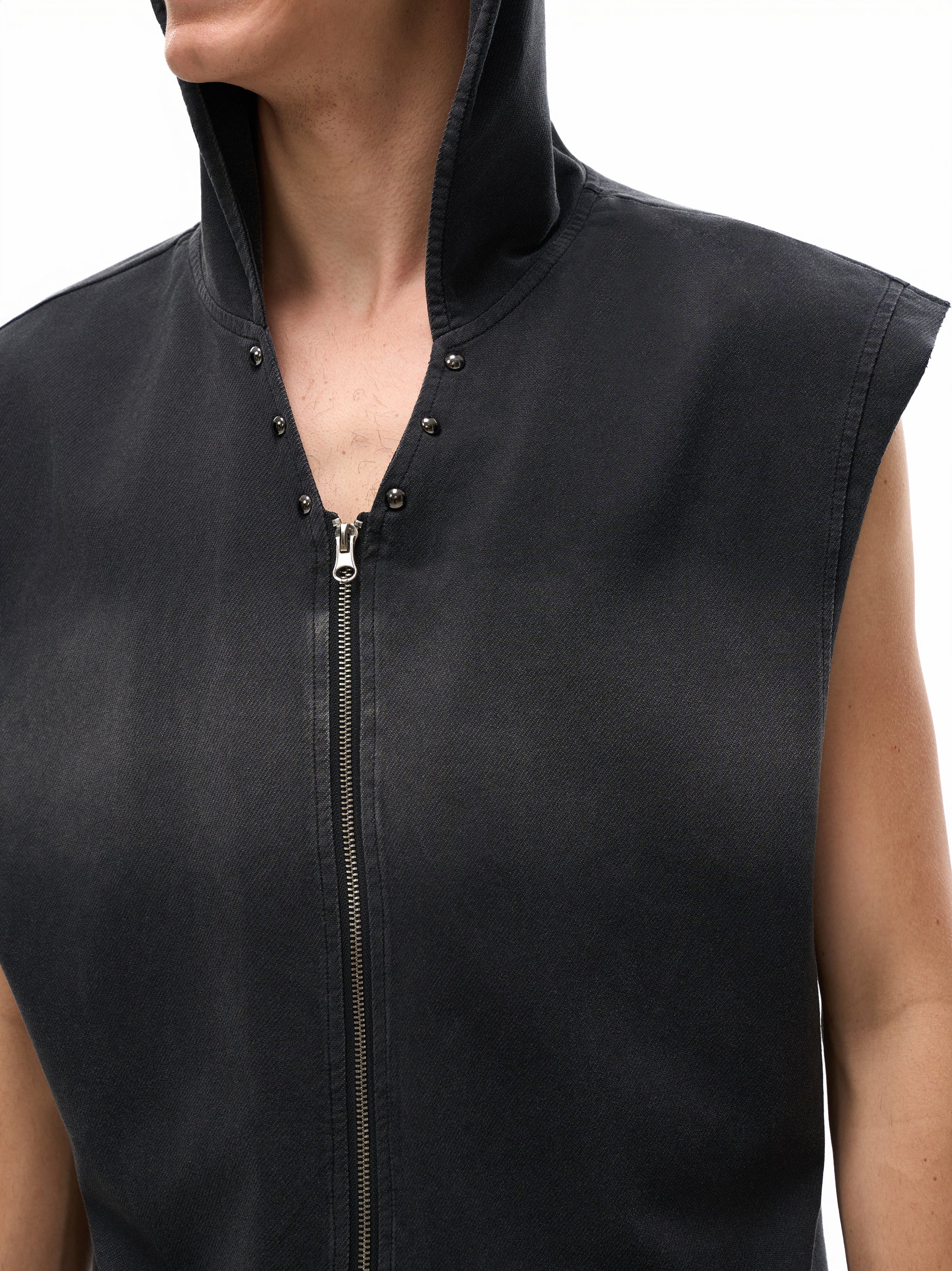 💪  HARDER Vintage Washed Zip-Up Hooded Tank Top